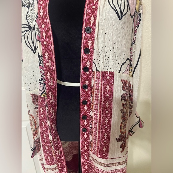 Free People C’est Moi mixed Floral Long Sleeve maxi top size S - Picture 3 of 10